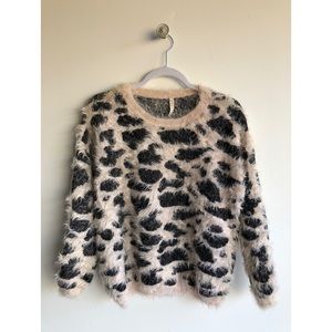 Animal print fuzzy sweater